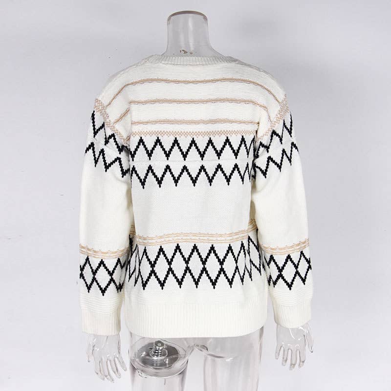 VINTAGE ARGYLE JACQUARD CREW NECK JUMPER