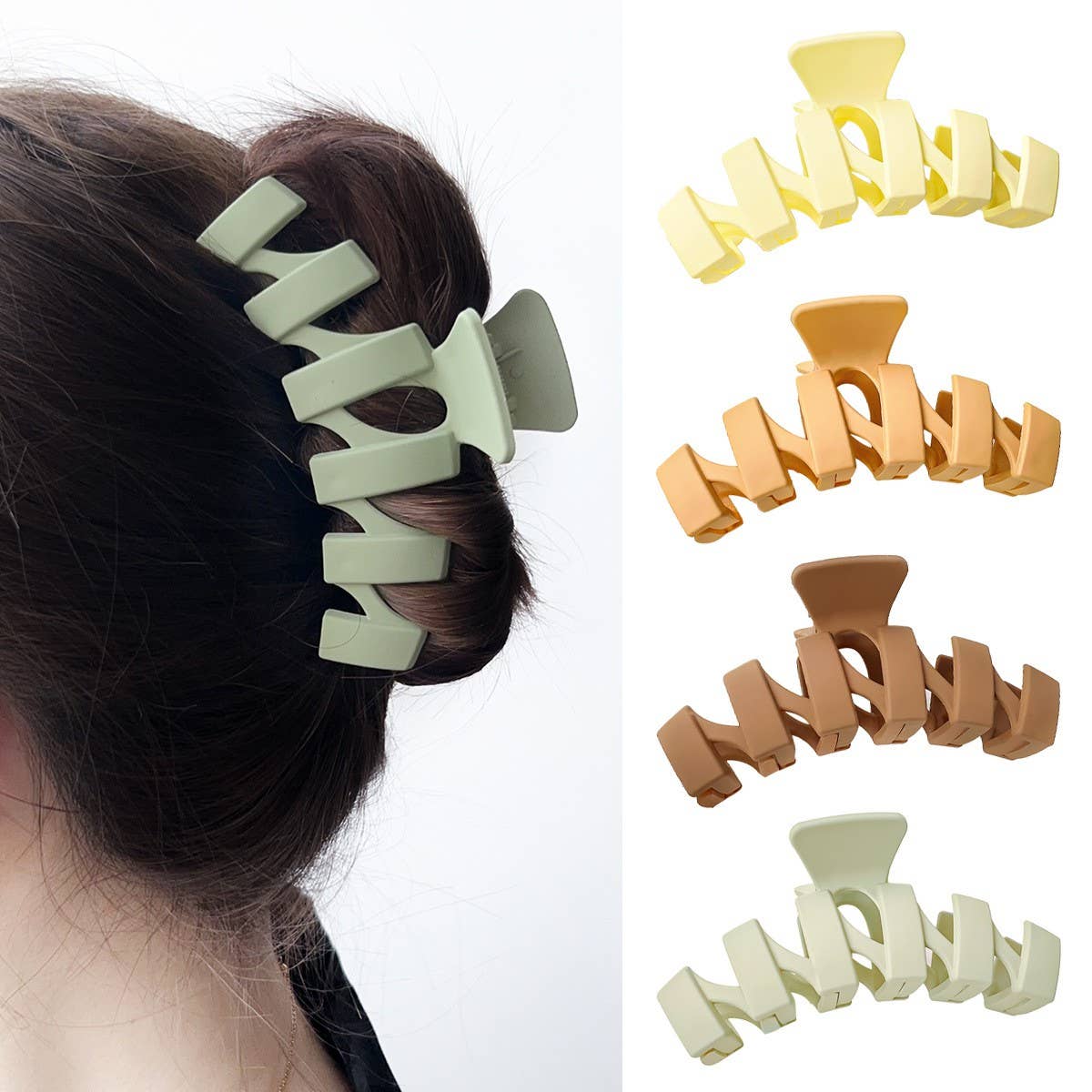 Cream Wave Hair Claw - Chic Shark Clip for Women_CWAHA1586