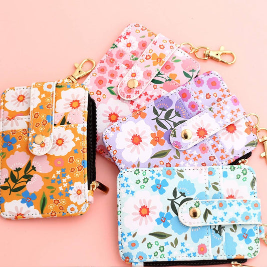 Floral Zipper Card Holder Vertical Mini Wallet_CWAB4941