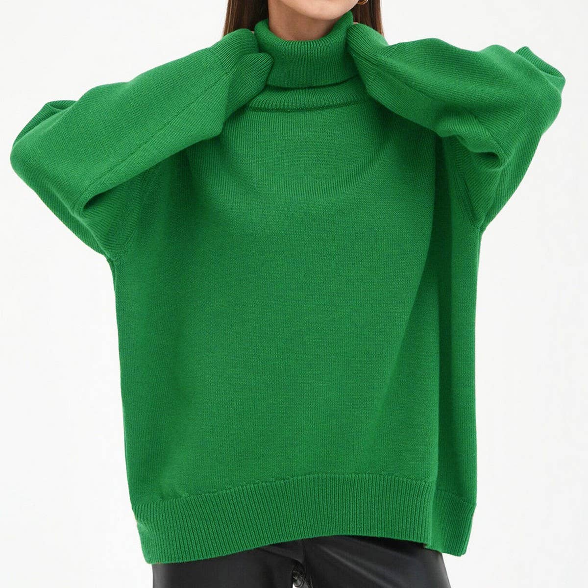 Women's Solid Turtleneck Knit Sweater