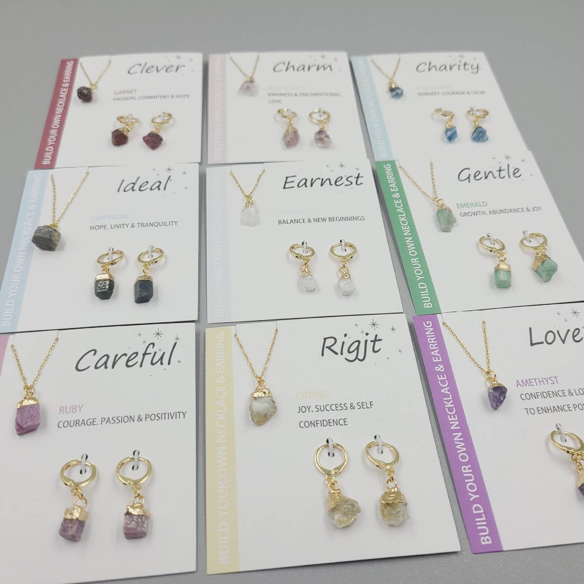 NATURAL STONE NECKLACE AND EARRING SET