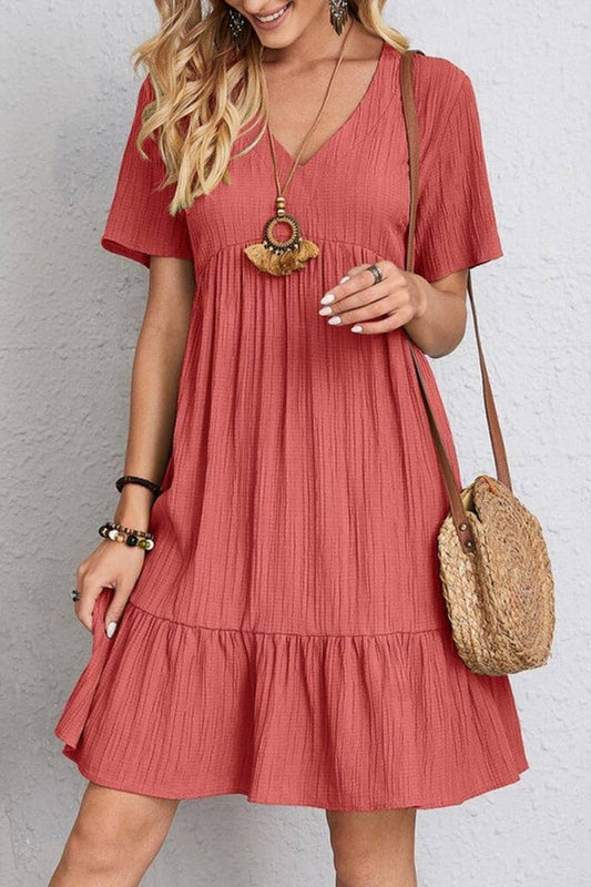 CWDSD8232_SUMMER LOOSE CASUAL SHORT-SLEEVED DRESS