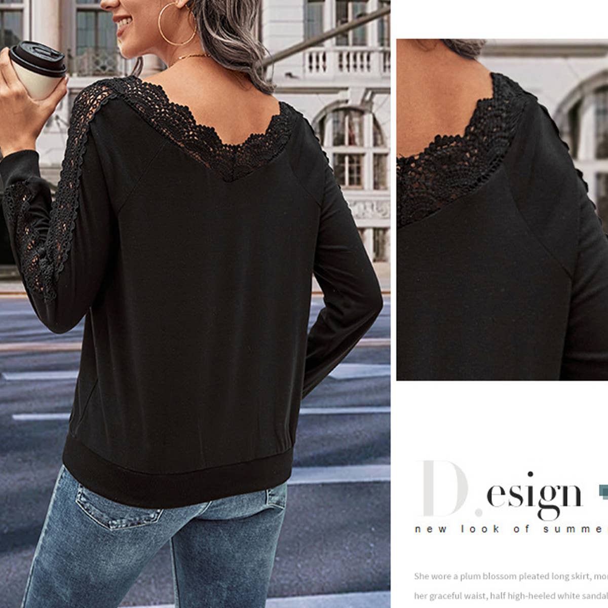 WOMEN'S SOLID COLOR V-NECK HOODIE