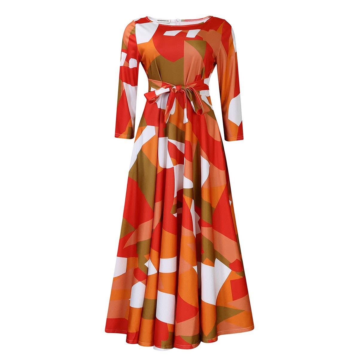 FASHIONABLE PRINTED LACE-UP OVERSIZED DRESS