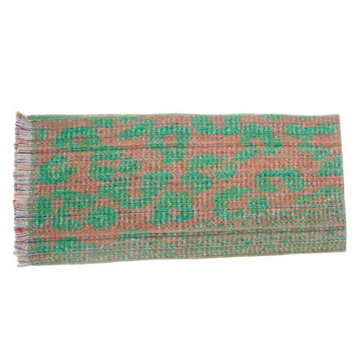 Leopard Jacquard Scarf ? Fringe Winter Wrap
