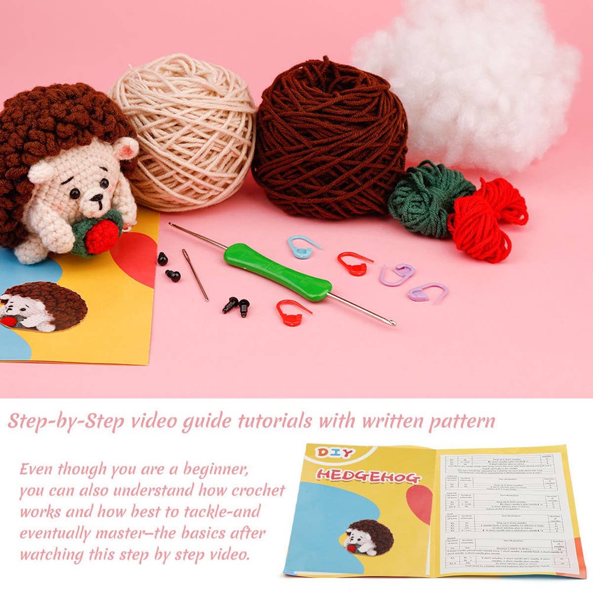 HANDMADE DIY HEDGEHOG CROCHET MATERIAL KIT
