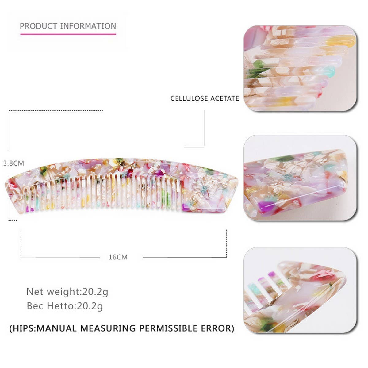 ACETATE HAIR COMB WITH CARVED FLOWERS_CWAHA4184