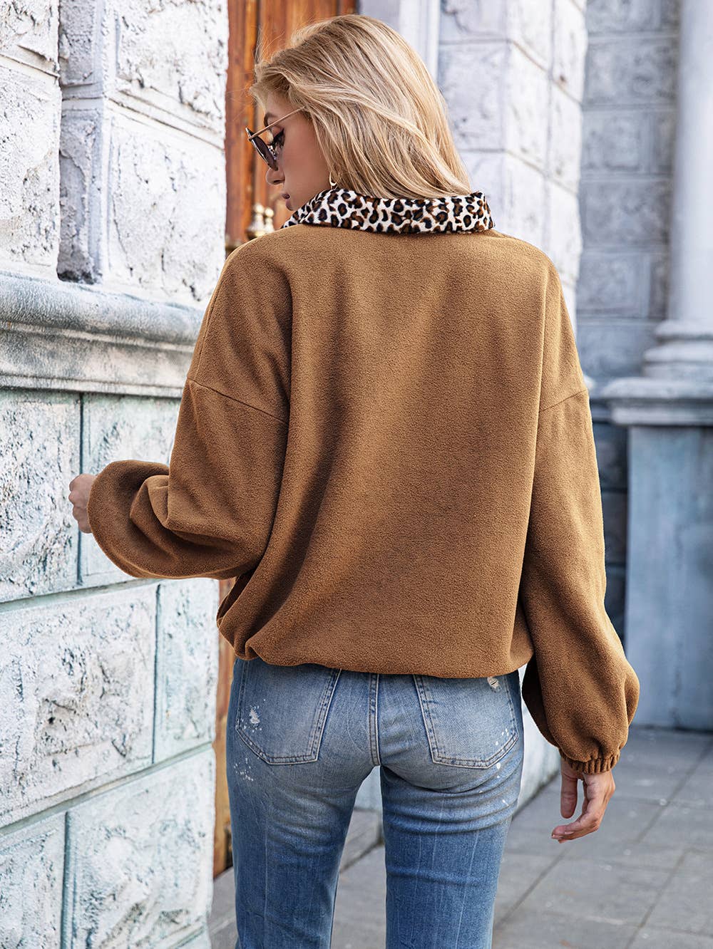 ZIPPER FLEECE JACKET FLEECE PULLOVER HOODIE TOP