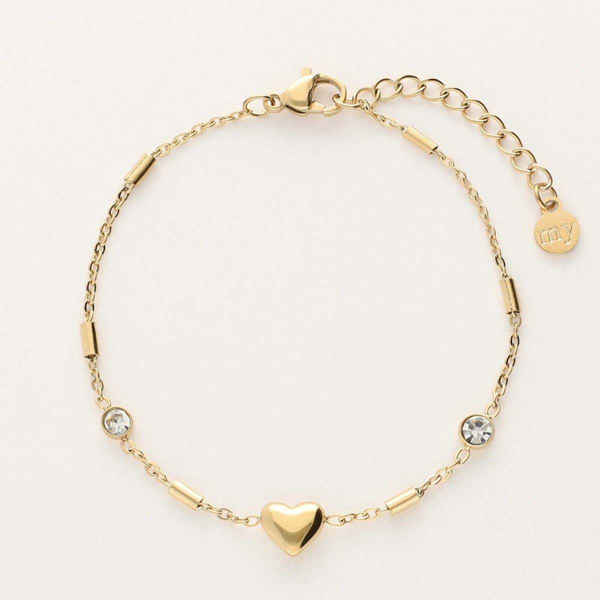 Heart-plated high-grade zircon bracelet