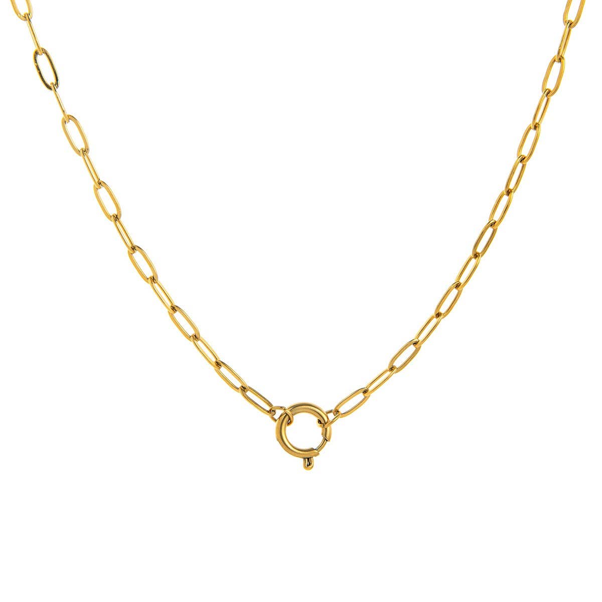 Basic loose chain heart round necklace_CWMM5711