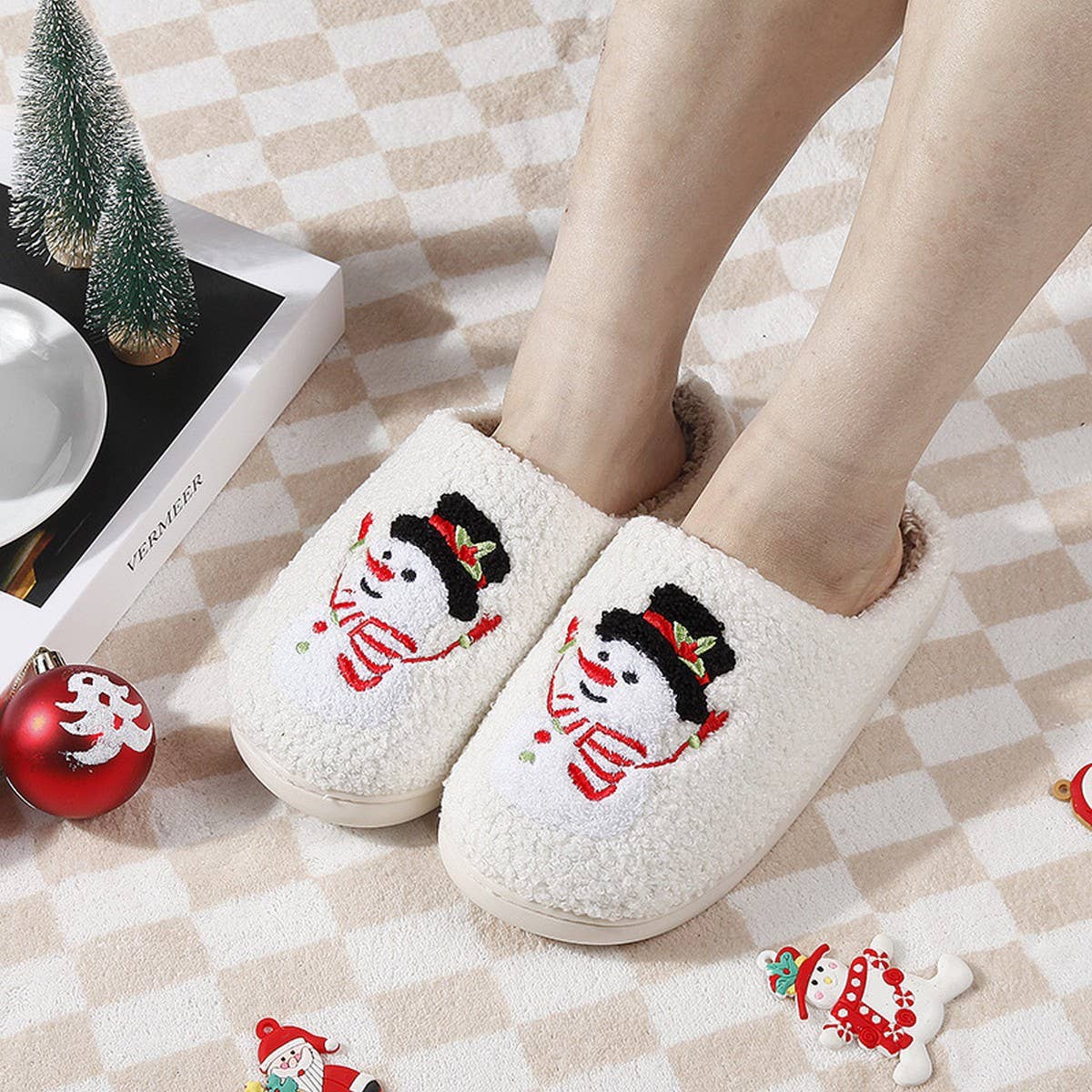 HRISTMAS SNOWMAN CUTE WARM COTTON SLIPPERS