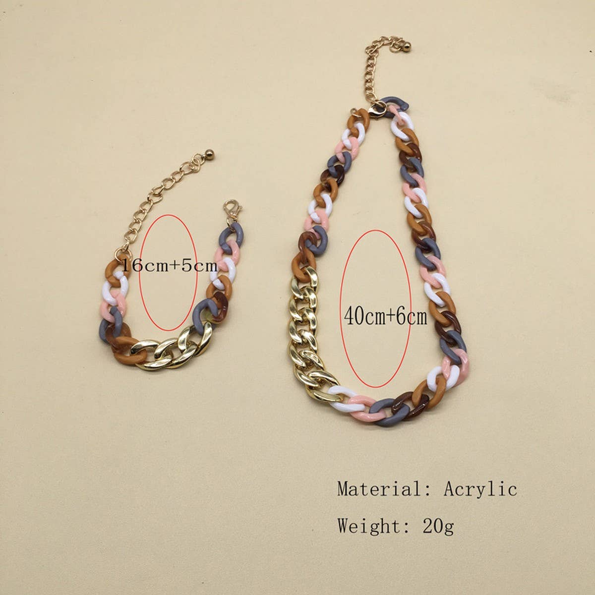 FASHION SPLICING ACRYLIC NECKLACE BRACELET SET_CWMM4917