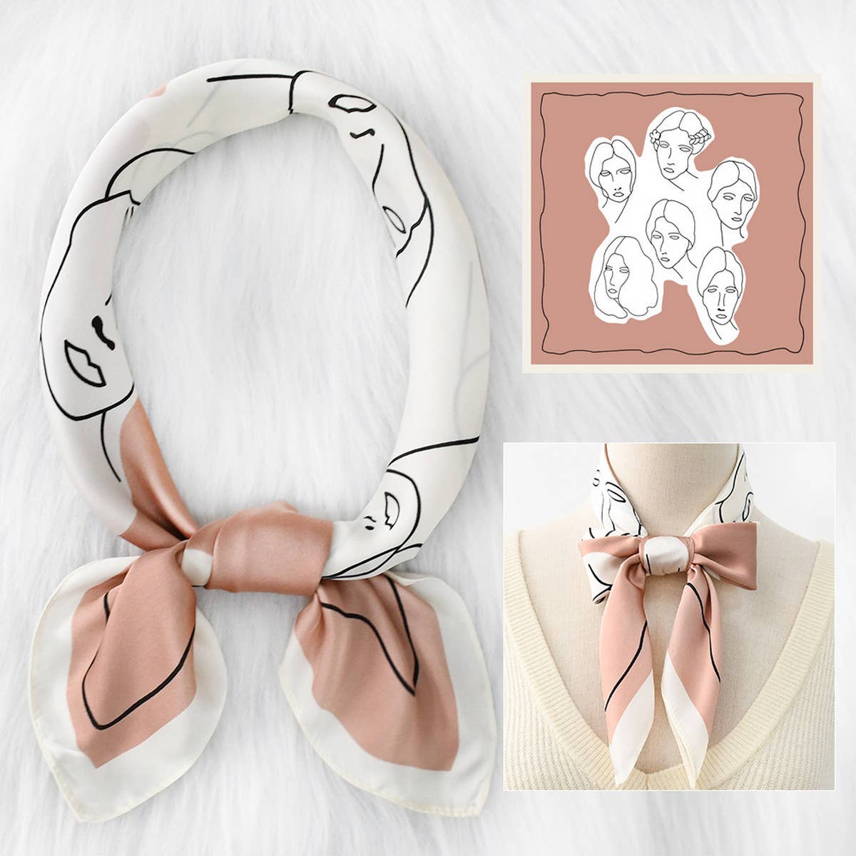 POLKA DOT CASHEW COLORBLOCK SILK SCARF_CWASC1150