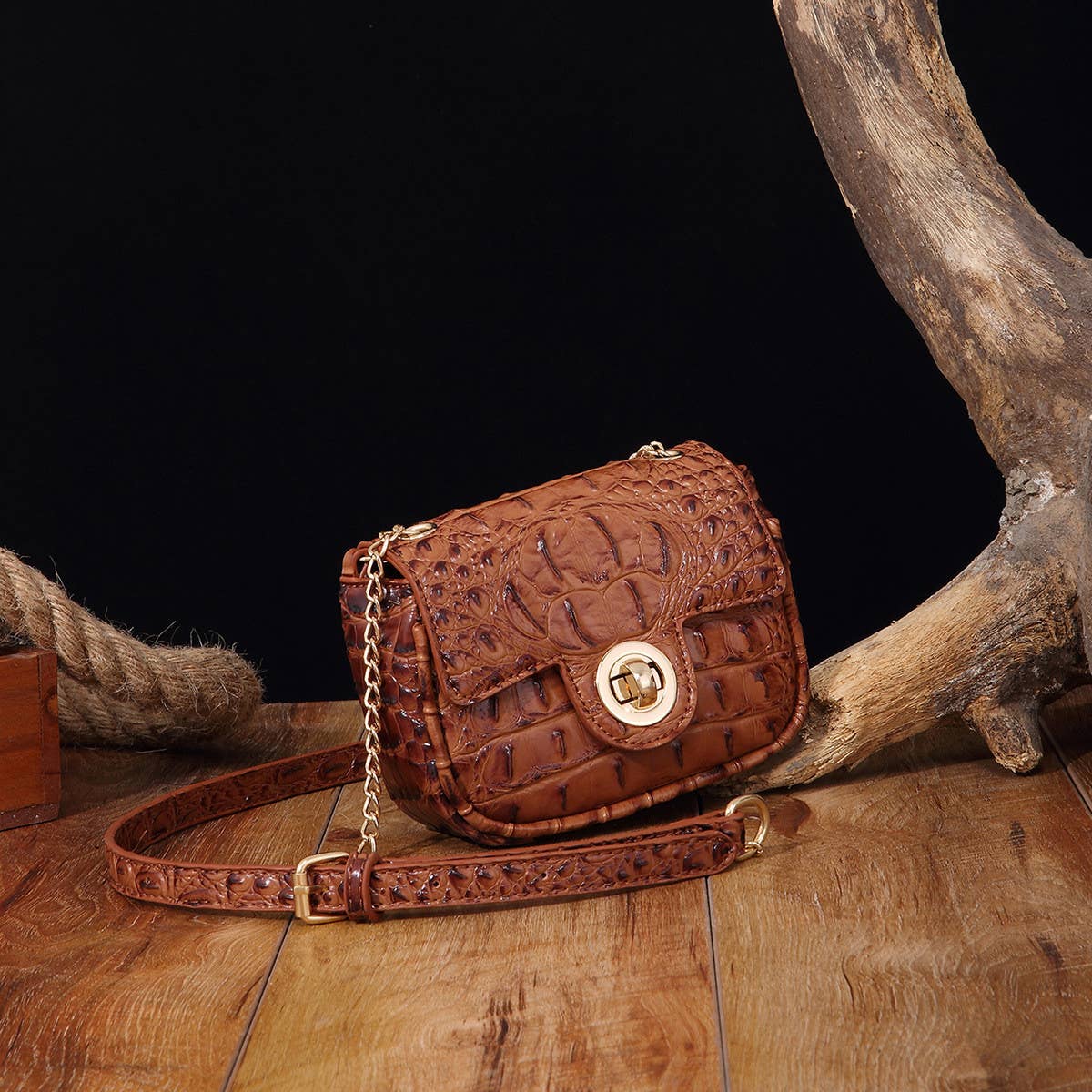 WOMEN MULTI-COLOR CROCODILE PATTERN SHOULDER BAG_CWAB2596