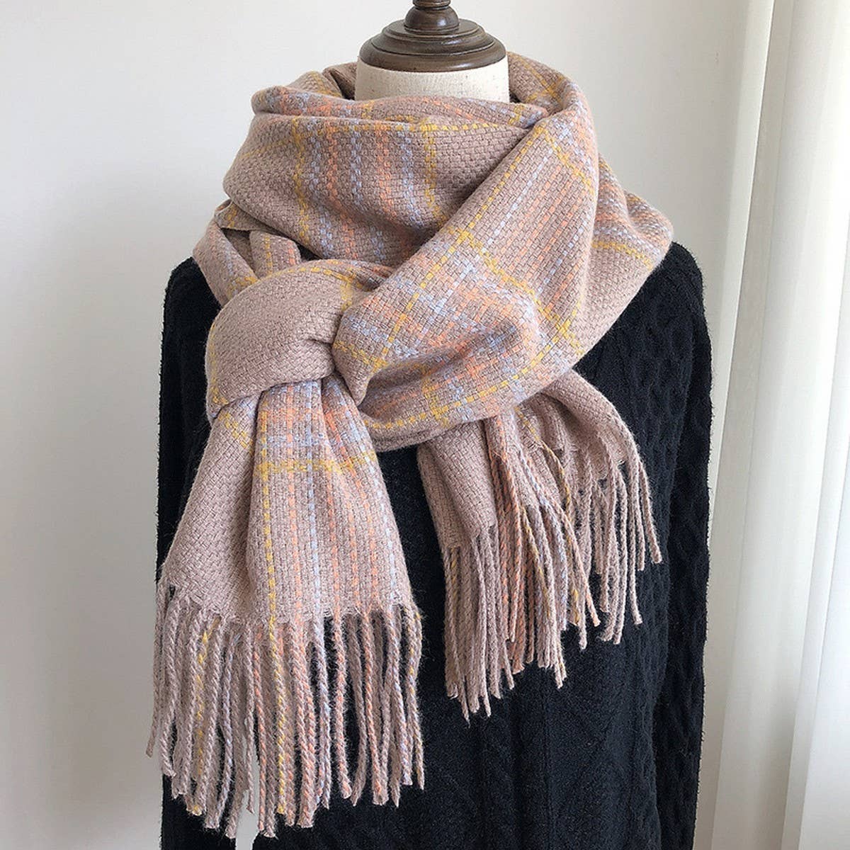 Plaid Faux Cashmere Scarf ??Thick Warm Winter Wrap_CWASC1453