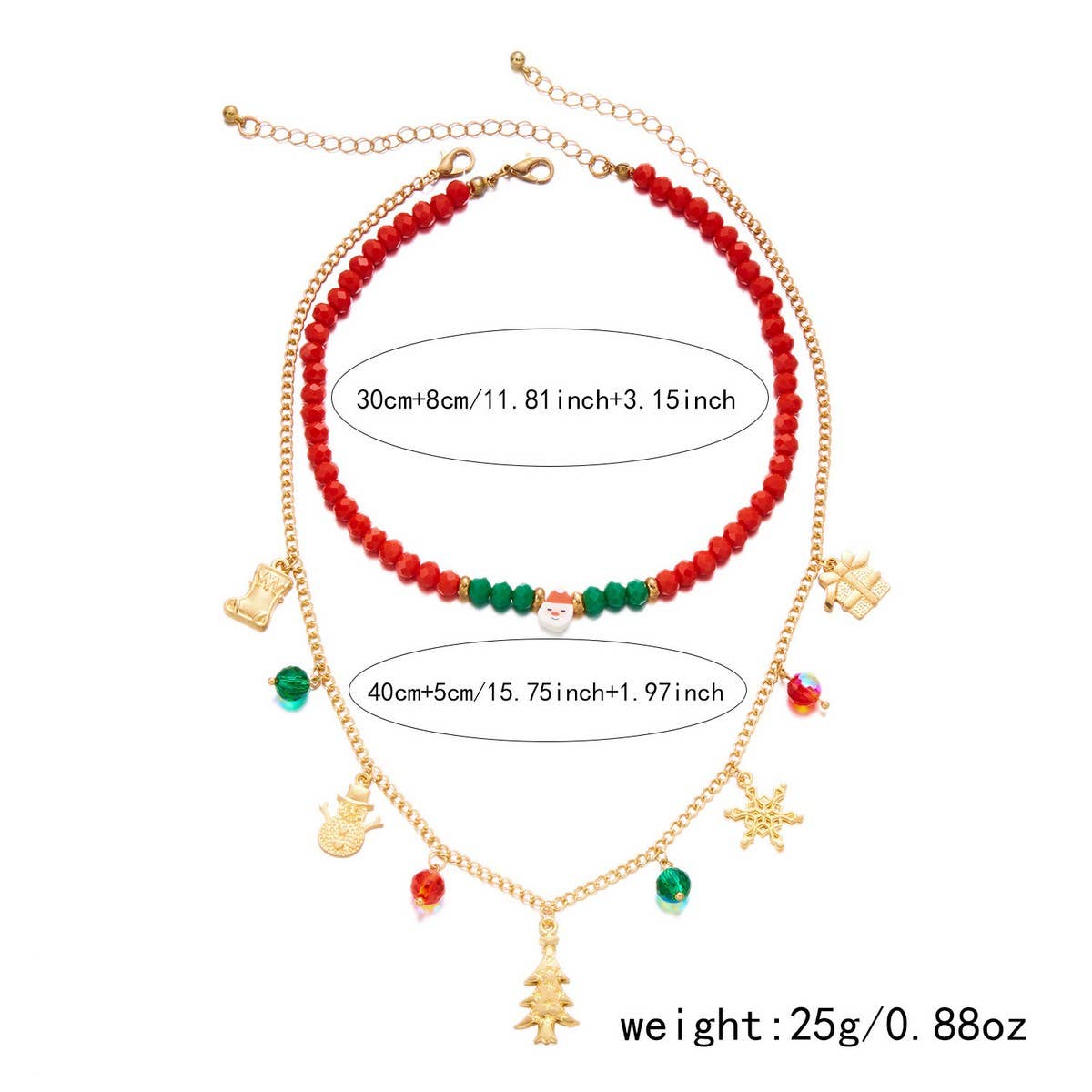 CWAJE2517_CHRISTMAS BEADED MULTI-LAYER NECKLACE
