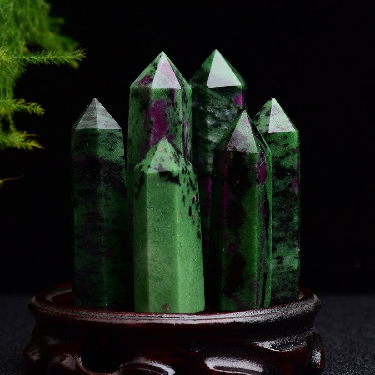 Natural Ruby Zoisite Hex Crystal Tower
