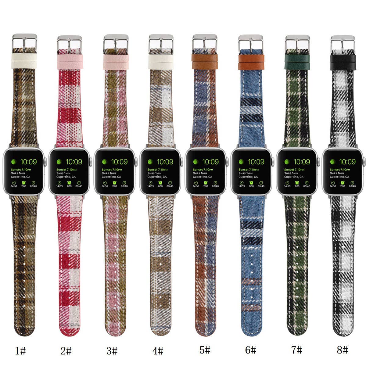 IWATCH8-1 PLUSH CHECKERED LEATHER STRAP