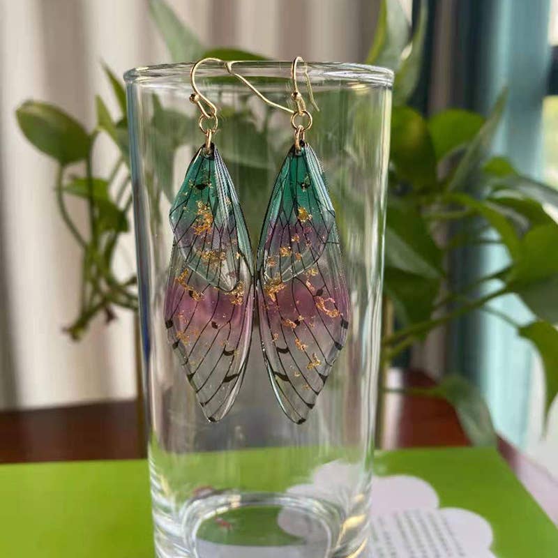 S925 Silver Cicada Wing Wing Butterfly Earrings