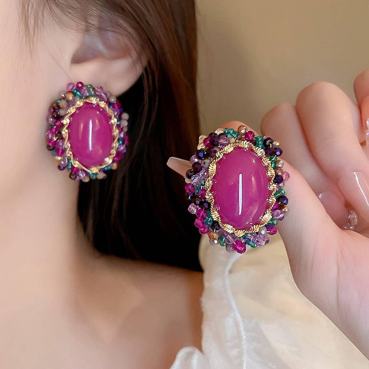 ELLIPTICAL FASHION RETRO EARRINGS