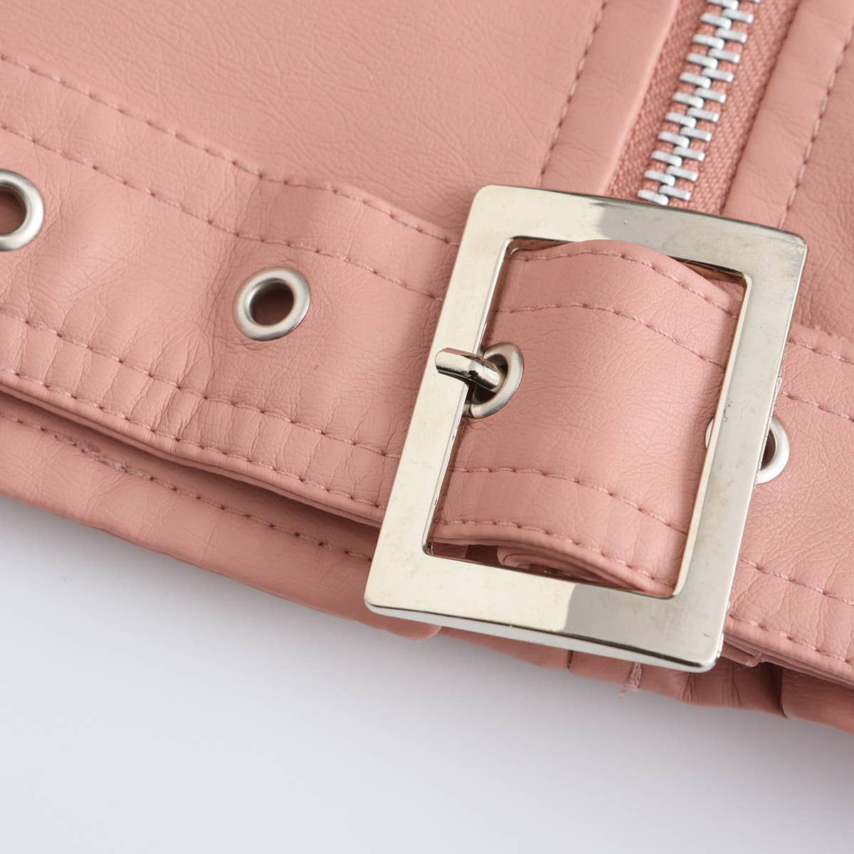 V-neck PU leather with belt leather