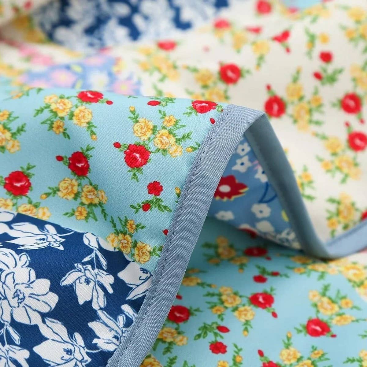 COLORBLOCK PRINT LAPEL QUILTED JACKET