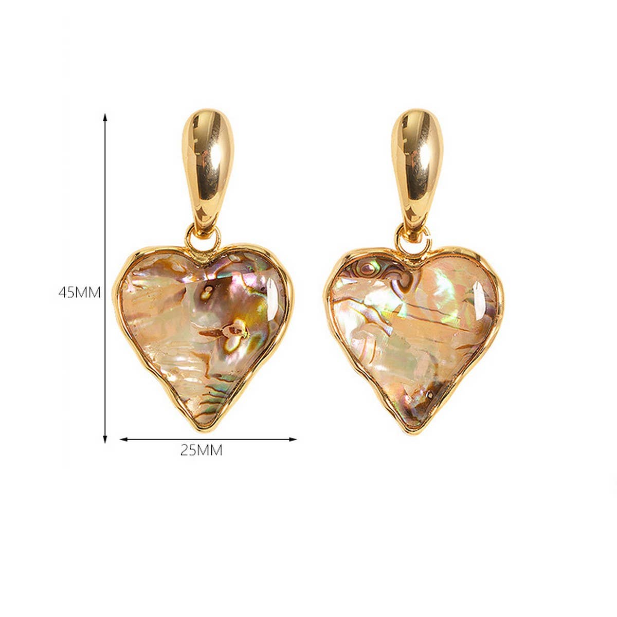 FASHIONABLE HEART ABALONE PENDANT EARRINGS
