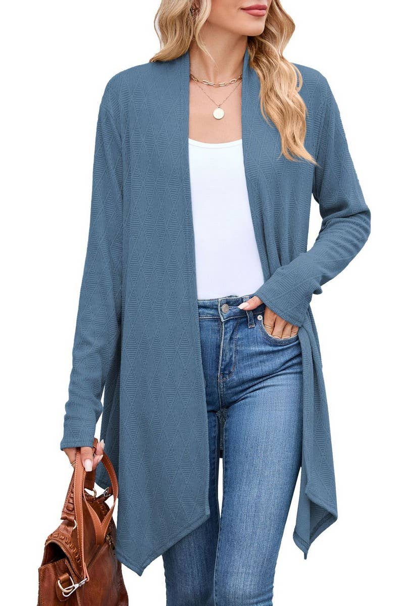 CWOCAL00859_CASUAL KNIT OPEN FRONT LONGLINE CARDIGAN