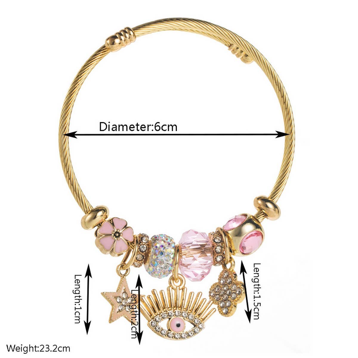 Trendy Evil Eye Clover Star Charm Bracelet