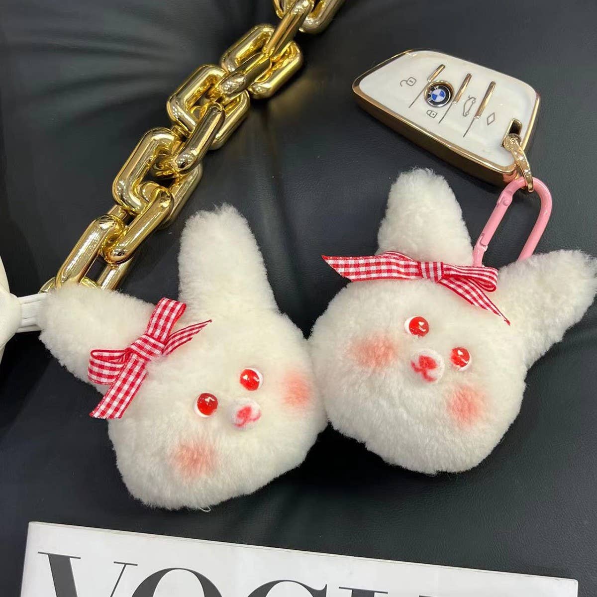 CUTE WOOL BUNNY CAR KEYCHAIN PENDANT ACCESSORIES