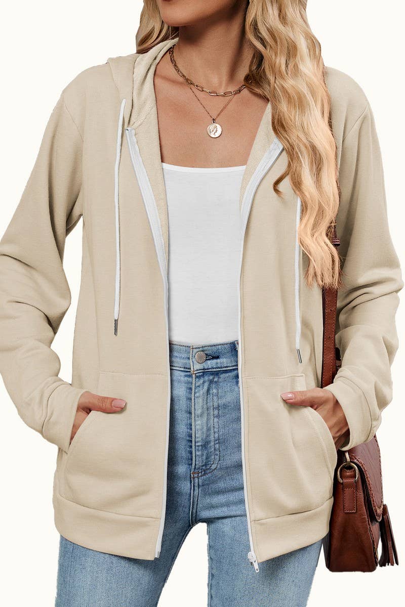 CWOCO00239_COLORBLOCK ZIP UP HOODED POCKET SWEATSHIRT