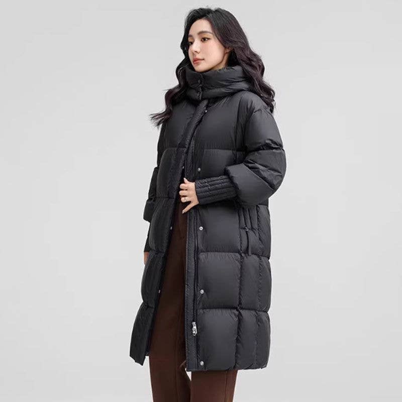 Temperament-long detachable cap warm cotton coat