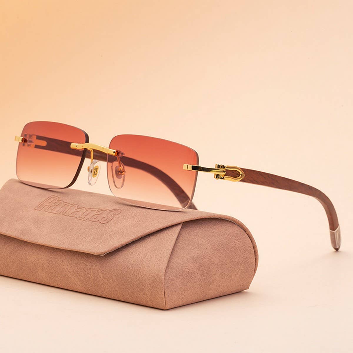 FRAMELESS ORIGINAL WOOD LEG SLINGSHOT SUNGLASSES