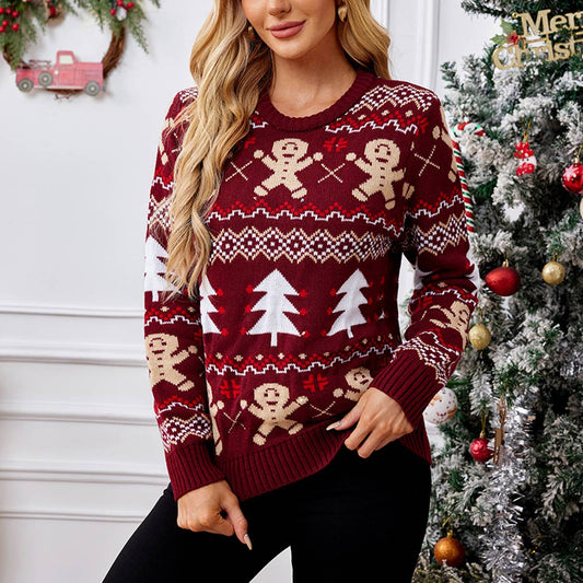 Gingerbread Man Jacquard Sweater For Christmas