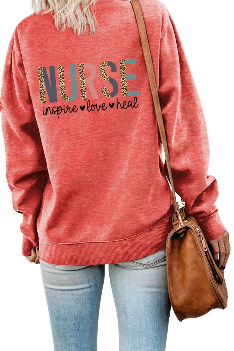 WOMEN NURSE PRINTING RIBBED OVERSIZED PULLOVER_CWTSTL0459