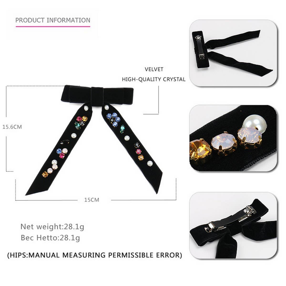 HANDMADE LONG RIBBON VELVET BOW HAIRPIN HEADDRESS