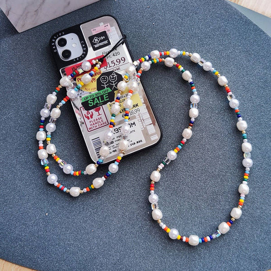 CWMM8720_LONG COLORFUL PEARL PHONE CASE LANYARD