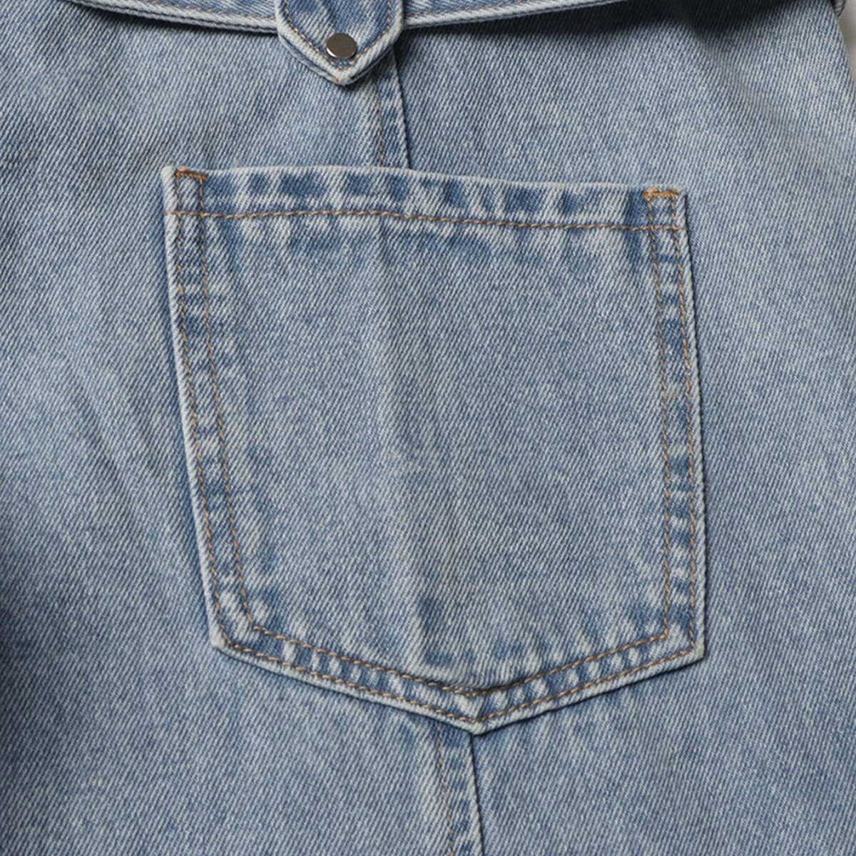 HIGH WAISTED HOLLOW EXPOSED WAIST SOLID COLOR JEANS