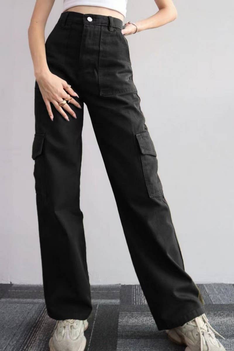 CWBLP1487_MID-RISE THREE-DIMENSIONAL POCKET OVERALLS