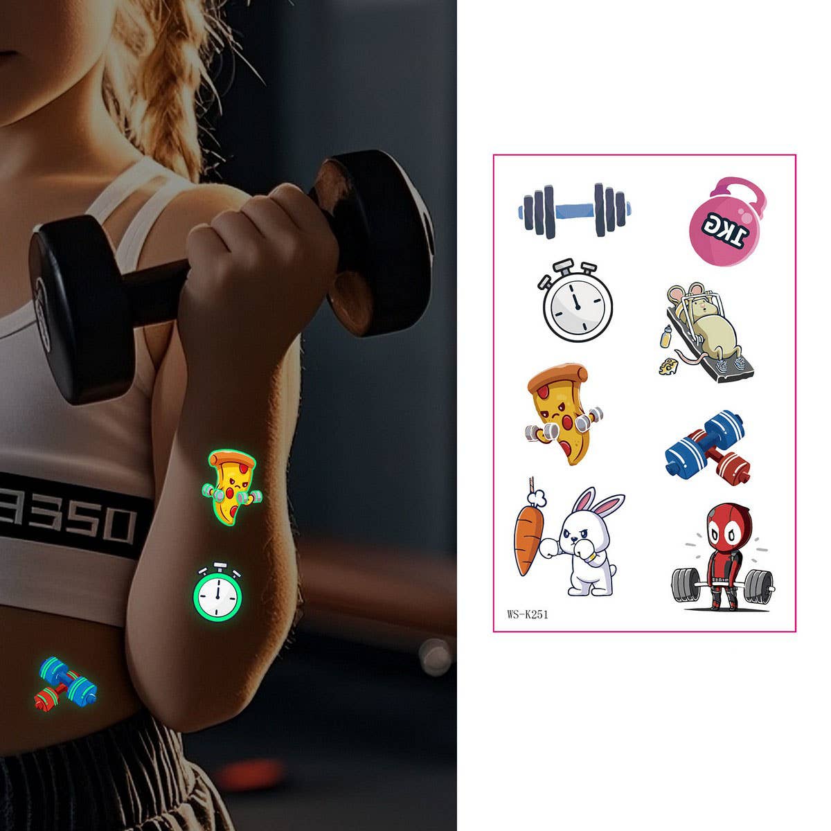 Glow in the Dark Sport Tattoos ? Sweatproof Set