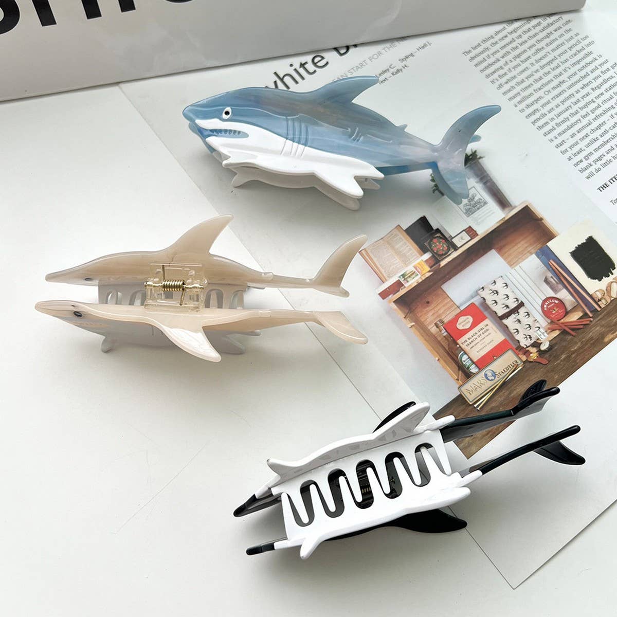 Shark series acetate hairpin, beach hairpin