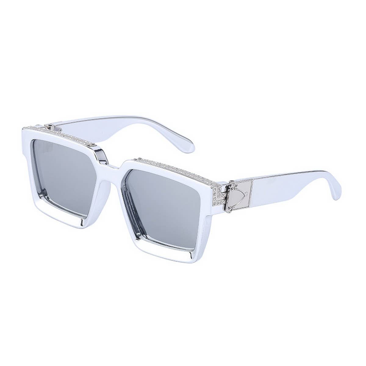 LARGE SQUARE FRAME SUNGLASSES WITH DIAMONDS