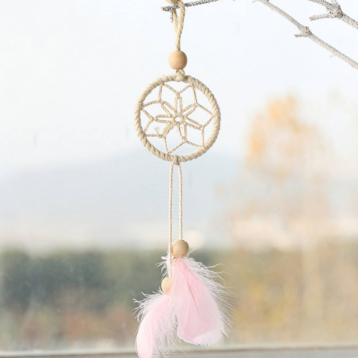 Plush Christmas Feather Tree Hanging Bell Decor_CWMM9796