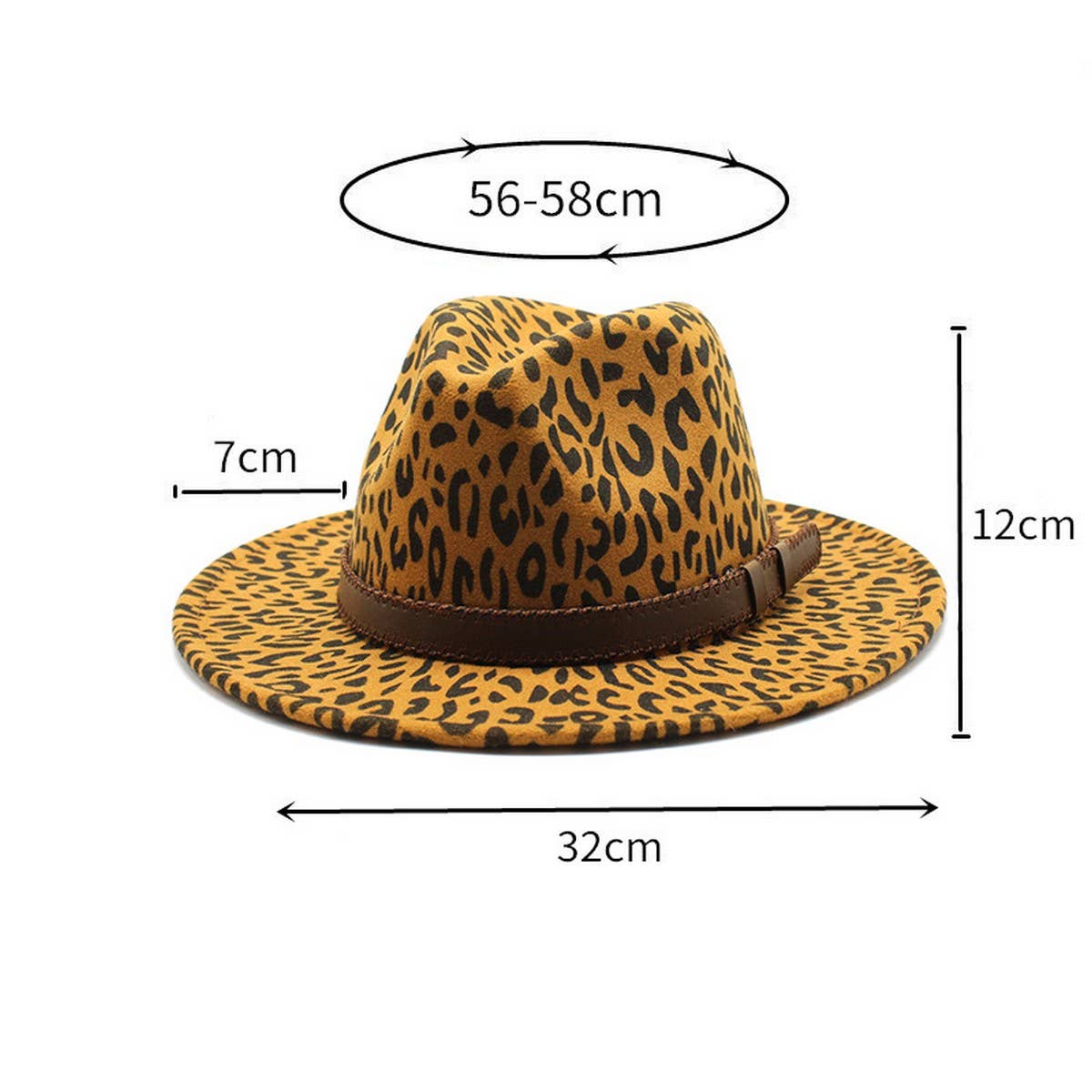 LEOPARD PRINT HAT JAZZ HAT WOOLEN HAT WIDE BRIM HAT_CWAH2582