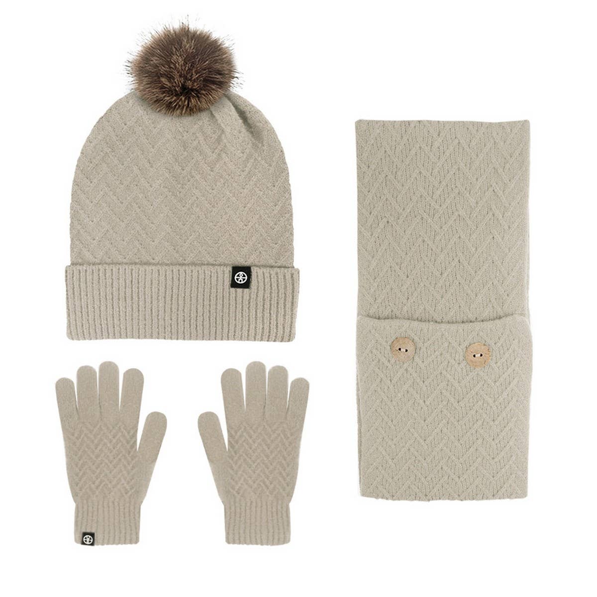 COLD-PROOF WOOL BALL KNITTED THREE-PIECE SUIT