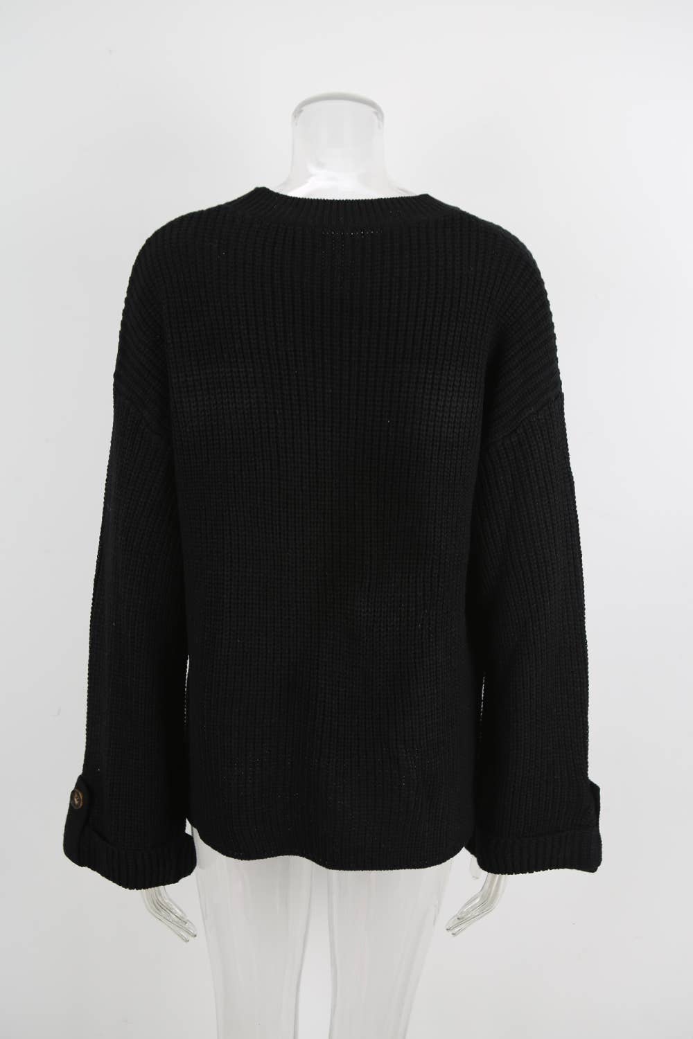 Slouchy breeze long sleeve pocket knit sweater