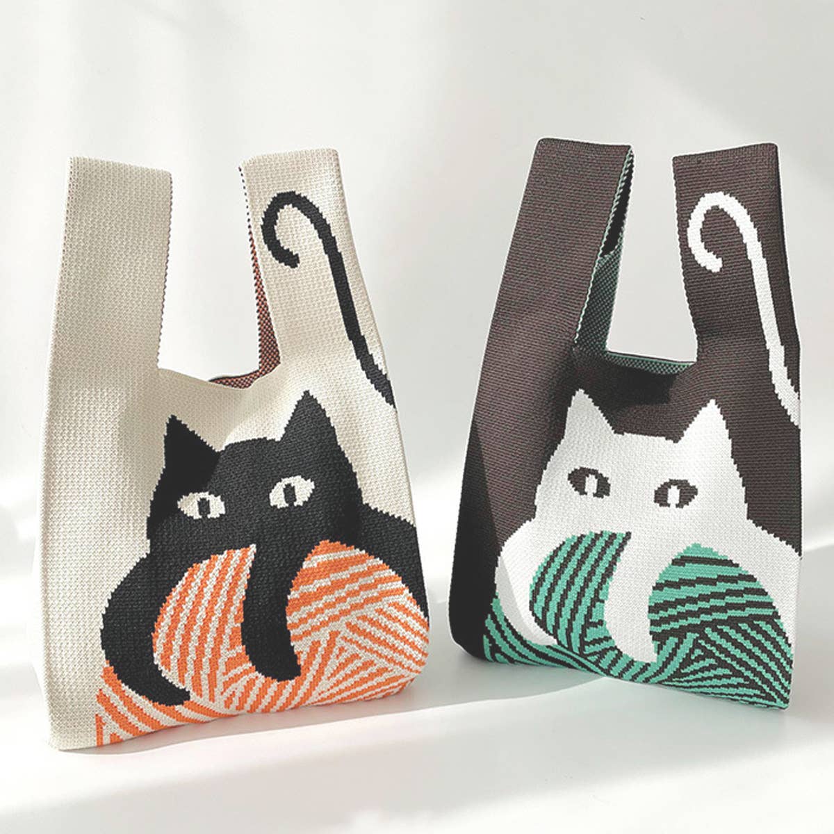 CUTE CAT KNITTED SHOULDER BAG HANDBAG_CWAB1494