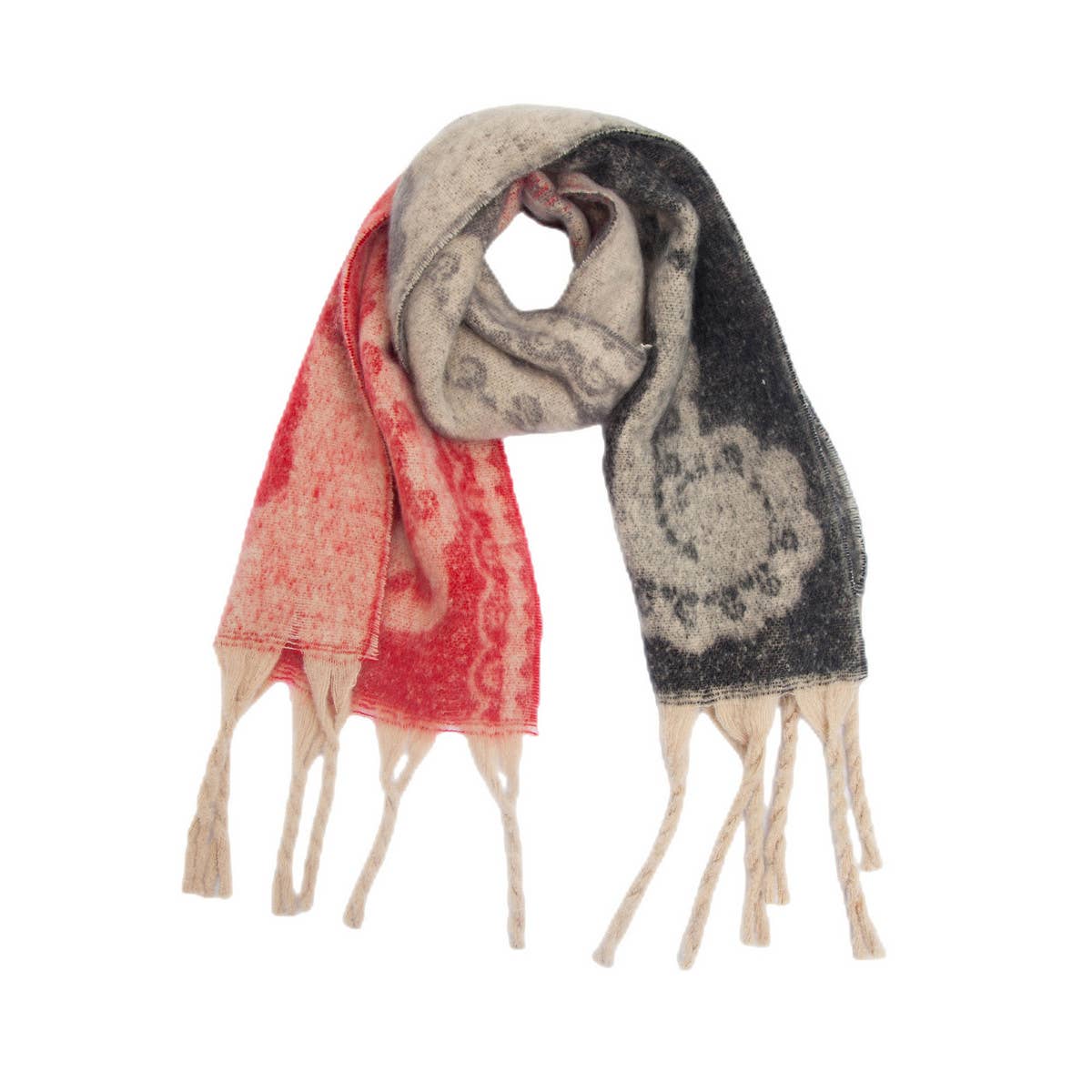 Paisley Jacquard Scarf ??Thick Fringe Winter Shawl_CWASC0857