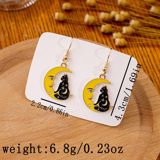 HALLOWEEN CARTOON CAT EARRINGS