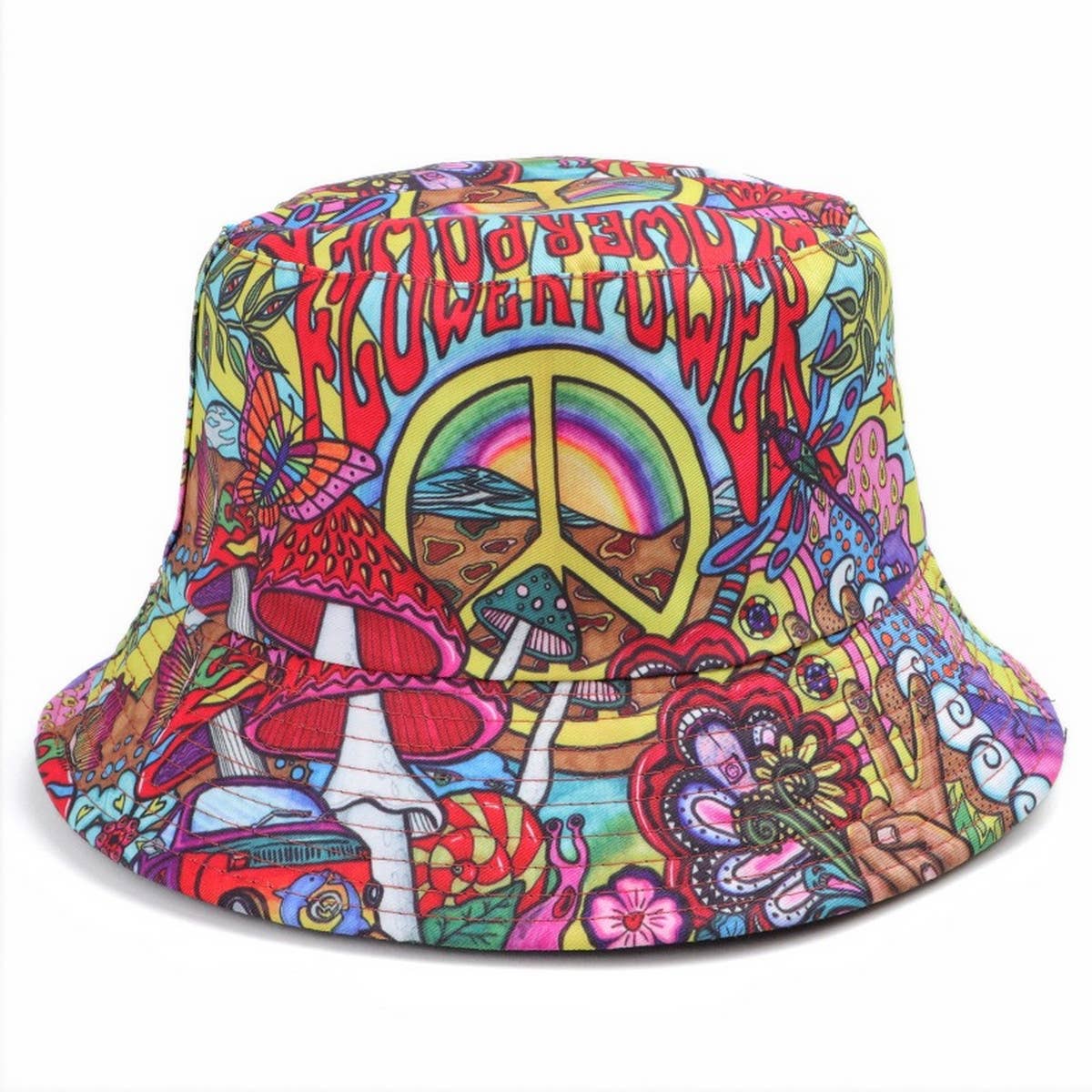 DOUBLE-SIDED VINTAGE GRAFFITI PRINT BUCKET HAT_CWAH1546